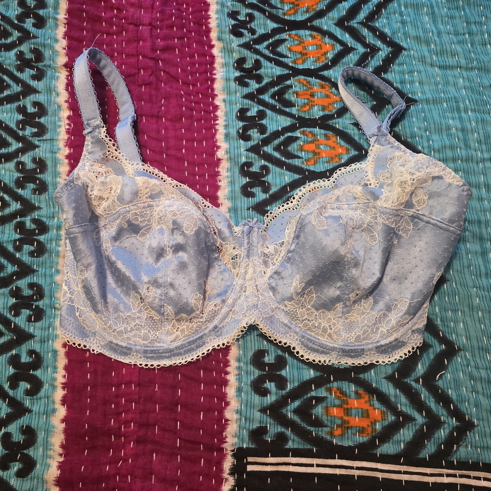 Panache Light Blue Lace Bra Unpadded Underwire